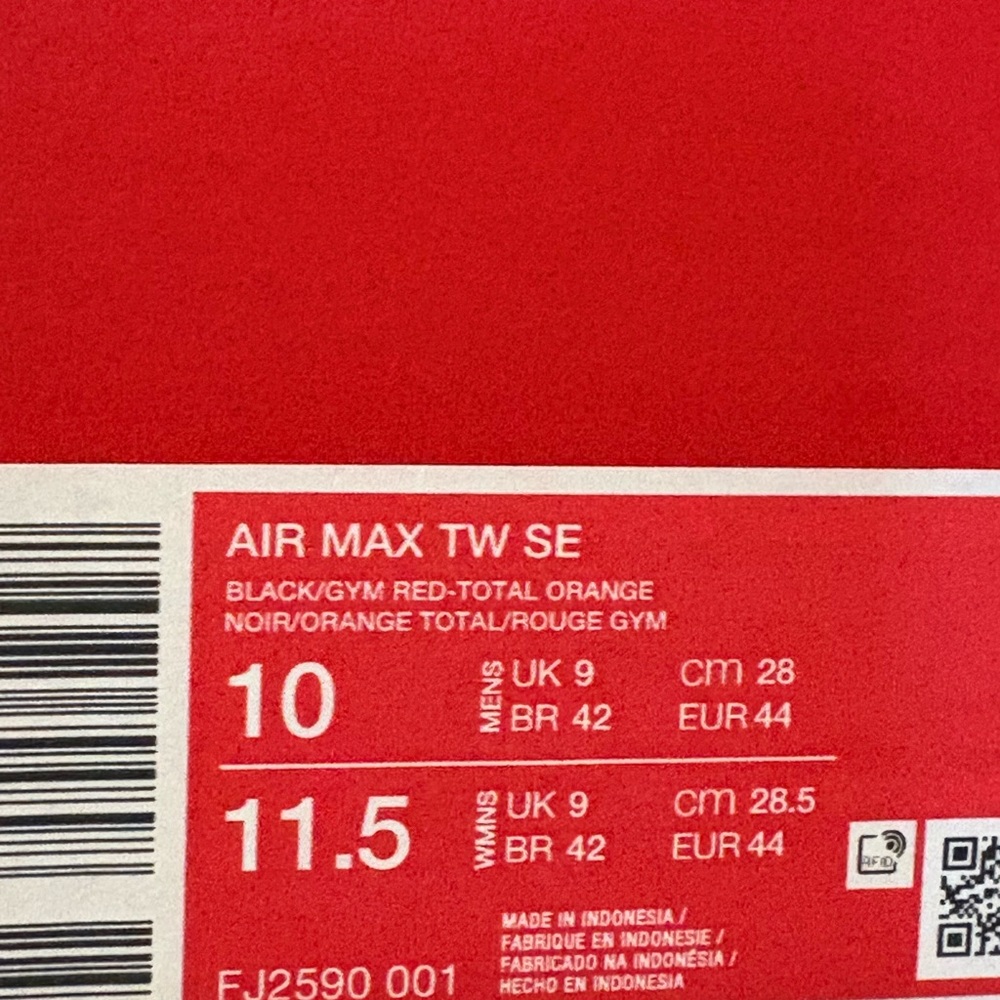 New Nike Air Max TW SE Total Orange Red Black Mens Sneakers Retro Athletic Shoes - Picture 15 of 16